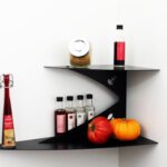 étagère d'angle murale noire moderne en métal étagère de coin design cuisine