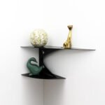 étagère d'angle murale noire moderne en métal étagère de coin design salon