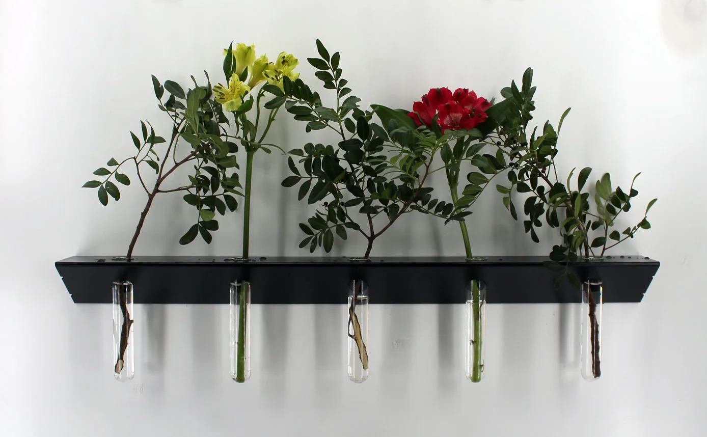 Soliflore design et décoratif vase mural moderne étagère noire