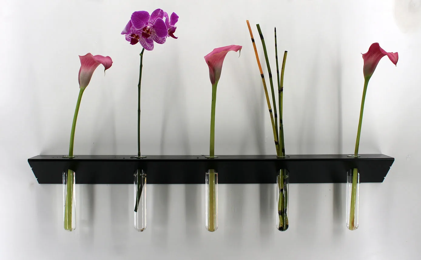 Soliflore design et décoratif vase mural moderne étagère noire