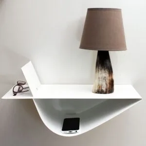 table de nuit suspendue chambre table de chevet murale blanche en métal chevet design