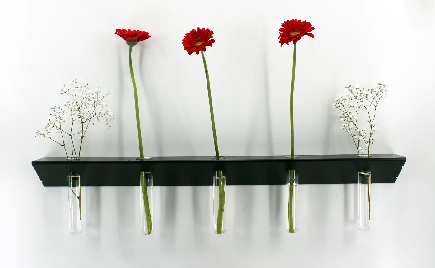 Soliflore design et décoratif vase mural moderne étagère noire